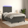Łóżko kontynentalne z materacem i LED, ciemnoszare, 120x190 cm