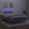 Łóżko kontynentalne z materacem i LED, jasnoszare, 120x190 cm