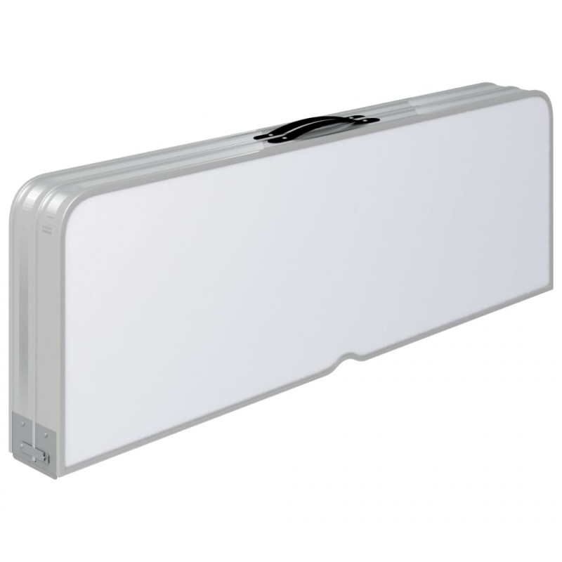 Składany stolik turystyczny z 2 ławkami, aluminium, biały