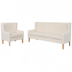 Zestaw wypoczynkowy sofa i fotel, kremowe