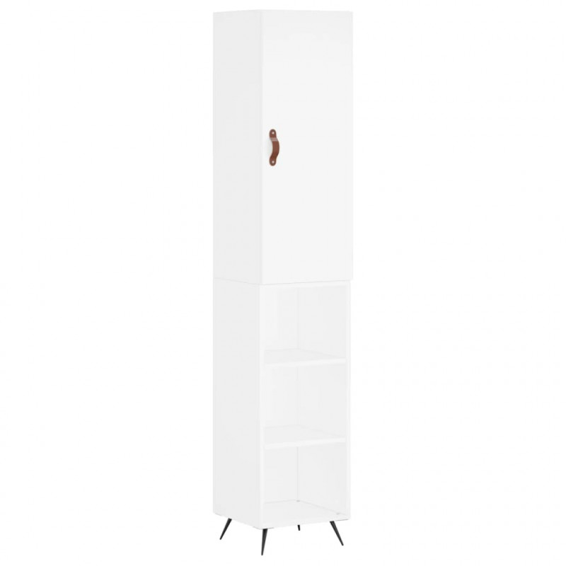 Wysoka szafka, biała, 34,5x34x180 cm, materiał drewnopochodny