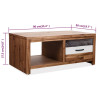 Stolik kawowy z litego drewna akacjowego, 90x50x37,5 cm