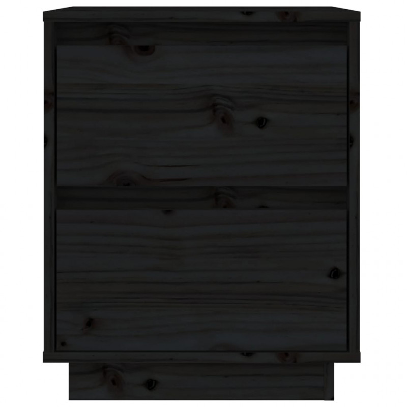 Szafki nocne, 2 szt., czarne, 40x35x50 cm, lite drewno sosnowe
