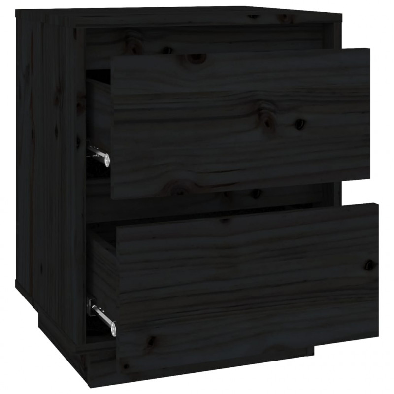 Szafki nocne, 2 szt., czarne, 40x35x50 cm, lite drewno sosnowe