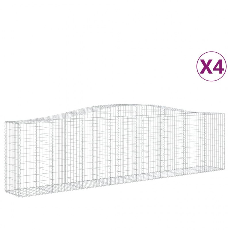 Kosze gabionowe, 4 szt, 400x50x100/120 cm, galwanizowane żelazo