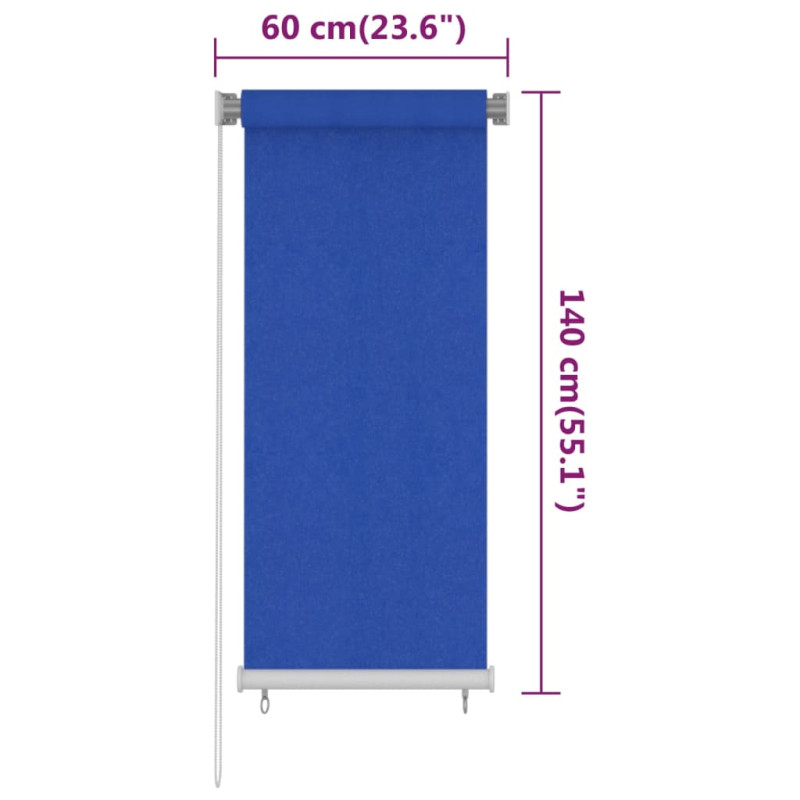 Roleta zewnętrzna, 60x140 cm, niebieska, HDPE
