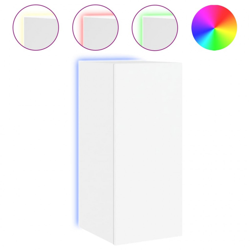 Ścienna szafka TV z LED, biała, 30,5x35x70 cm