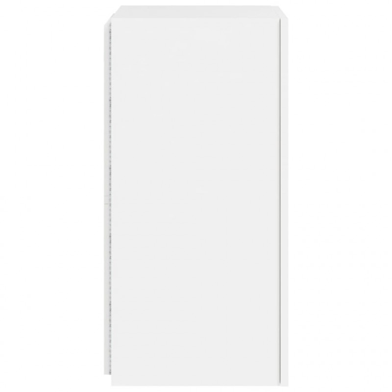 Ścienna szafka TV z LED, biała, 30,5x35x70 cm