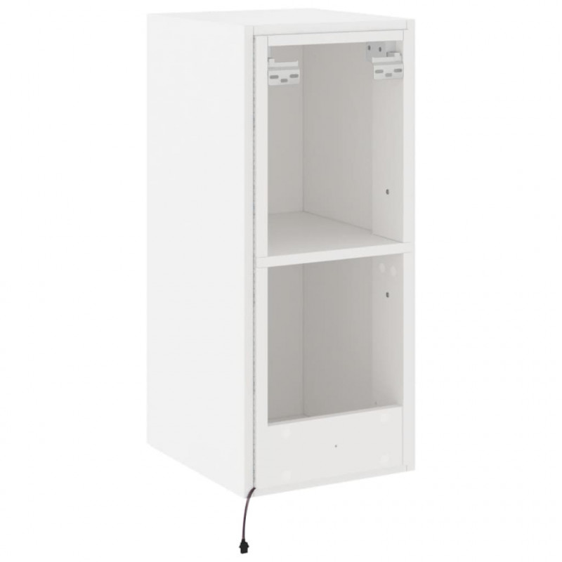 Ścienna szafka TV z LED, biała, 30,5x35x70 cm