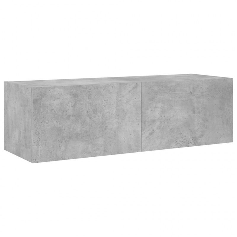 Ścienna szafka TV z LED, szarość betonu, 100x35x31 cm