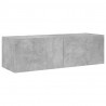 Ścienna szafka TV z LED, szarość betonu, 100x35x31 cm