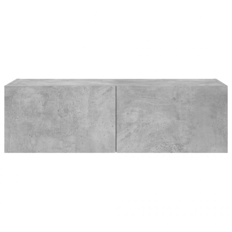Ścienna szafka TV z LED, szarość betonu, 100x35x31 cm