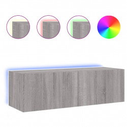 Ścienna szafka TV z LED, szary dąb sonoma, 100x35x31 cm
