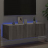 Ścienna szafka TV z LED, szary dąb sonoma, 100x35x31 cm