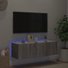 Ścienna szafka TV z LED, szary dąb sonoma, 100x35x31 cm
