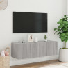 Ścienna szafka TV z LED, szary dąb sonoma, 100x35x31 cm