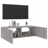 Ścienna szafka TV z LED, szary dąb sonoma, 100x35x31 cm