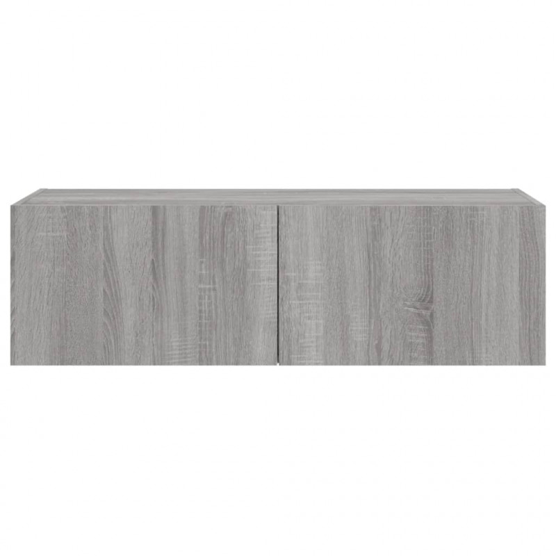 Ścienna szafka TV z LED, szary dąb sonoma, 100x35x31 cm