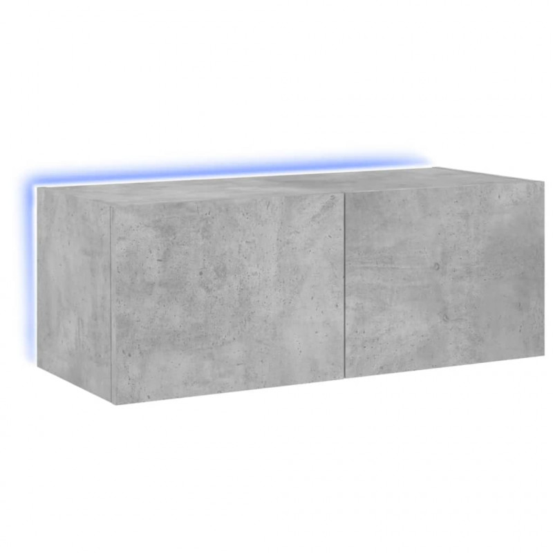 Ścienna szafka TV z LED, szarość betonu, 80x35x31 cm