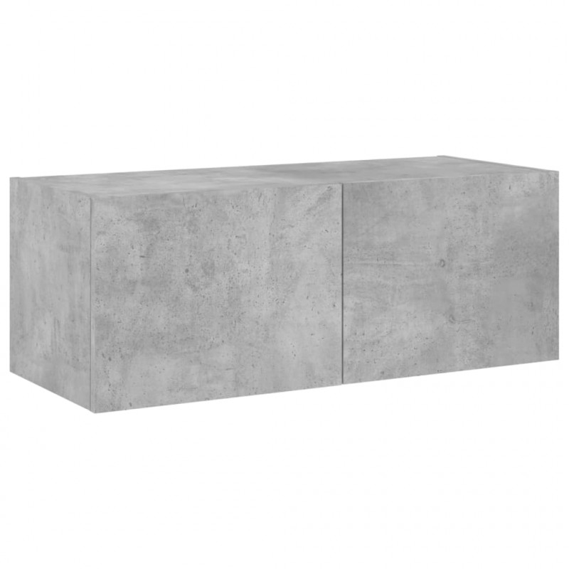 Ścienna szafka TV z LED, szarość betonu, 80x35x31 cm