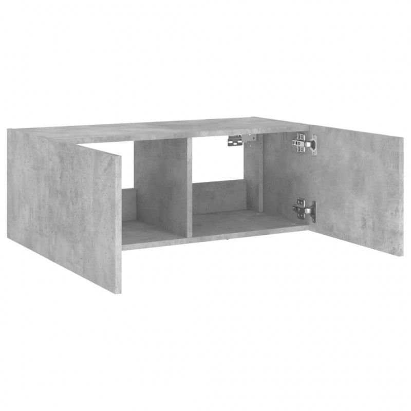 Ścienna szafka TV z LED, szarość betonu, 80x35x31 cm