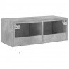 Ścienna szafka TV z LED, szarość betonu, 80x35x31 cm