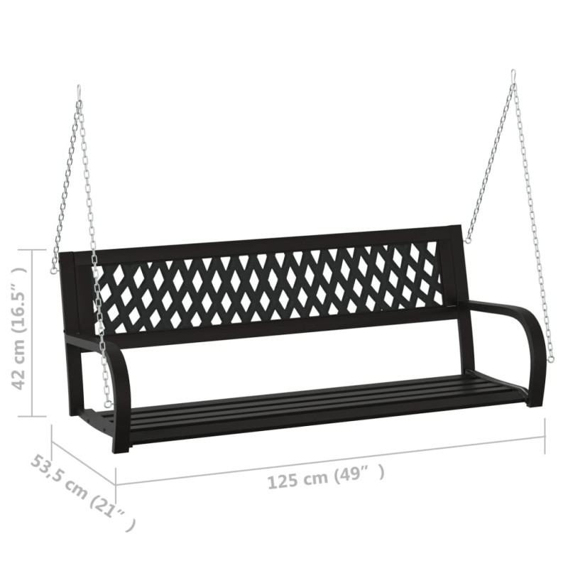 Huśtawka ogrodowa, 125 cm, stal i plastik, czarna