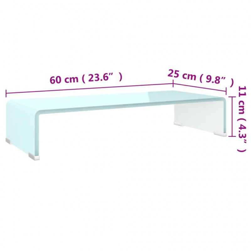 Podstawka pod monitor / TV, zielone szkło, 60x25x11 cm