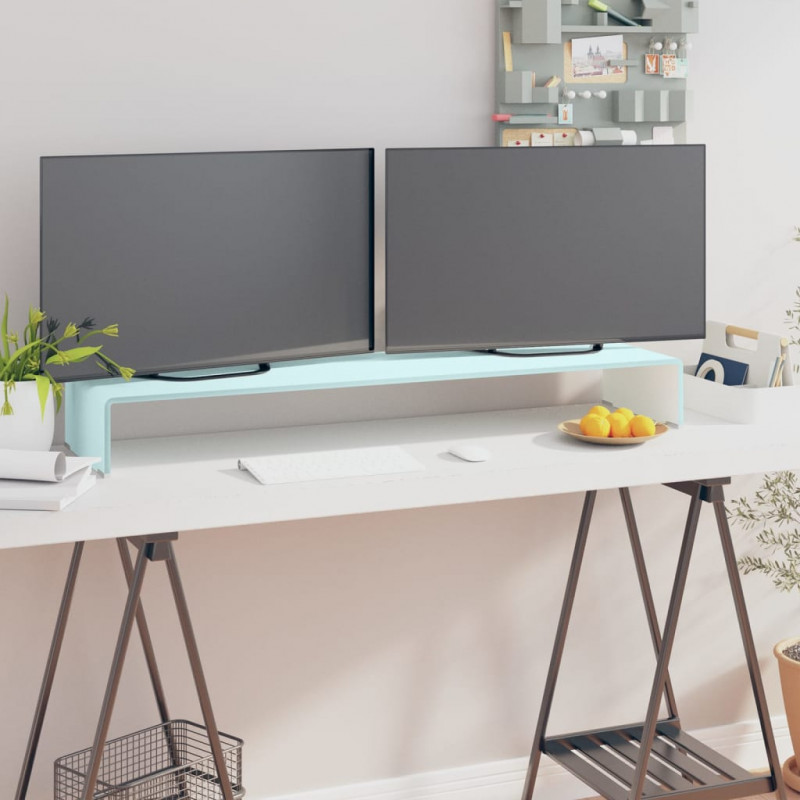 Podstawka pod monitor / TV, zielone szkło, 110x30x13 cm