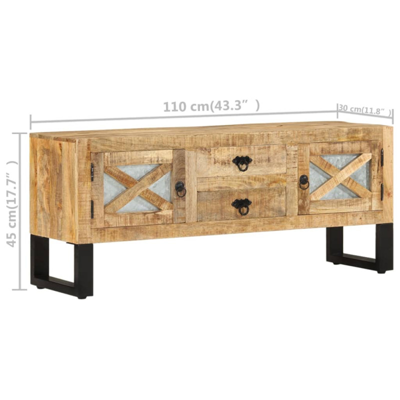 Szafka pod telewizor, 110x30x45 cm, surowe drewno mango