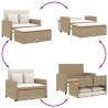 Sofa ogrodowa z poduszkami, 2-os., beżowa, rattan PE i akacja