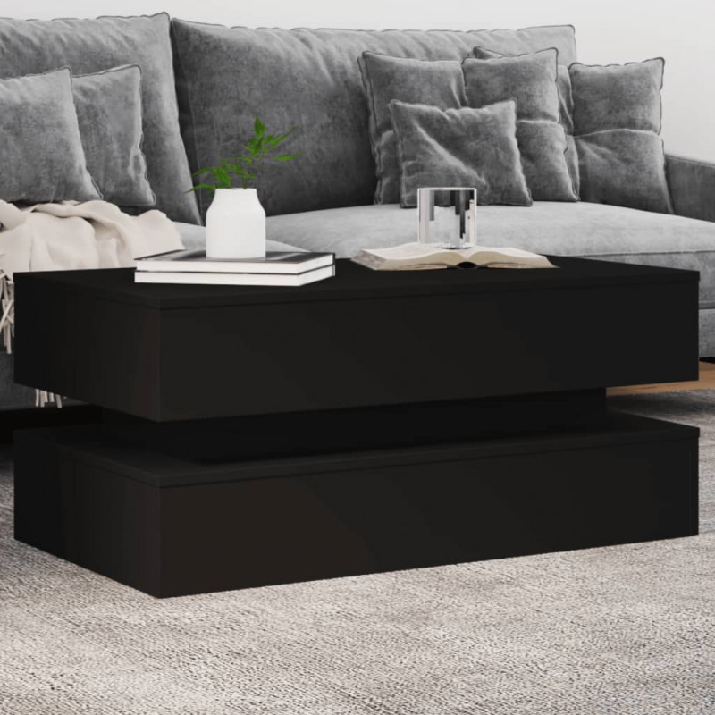 Stolik kawowy z oświetleniem LED, czarny, 90x50x40 cm