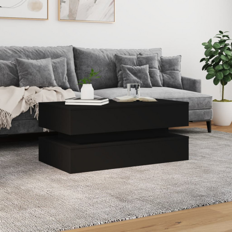 Stolik kawowy z oświetleniem LED, czarny, 90x50x40 cm