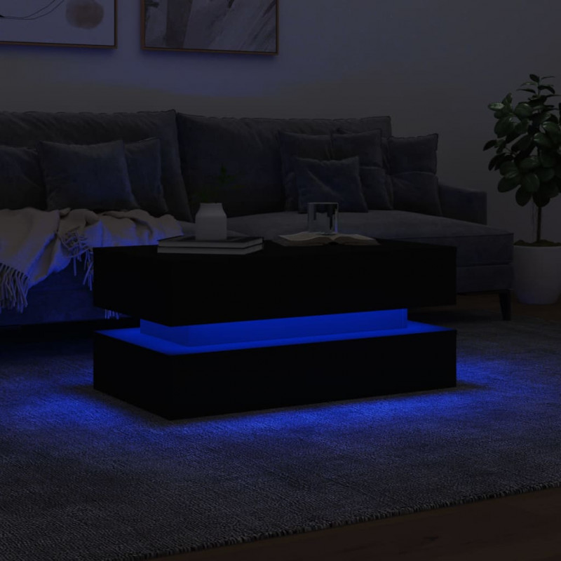 Stolik kawowy z oświetleniem LED, czarny, 90x50x40 cm