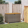 Skrzynia ogrodowa, szara, 110x55x63 cm, polirattan i akacja