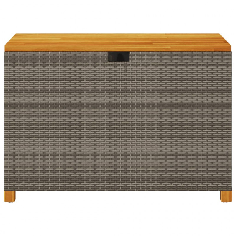 Skrzynia ogrodowa, szara, 110x55x63 cm, polirattan i akacja