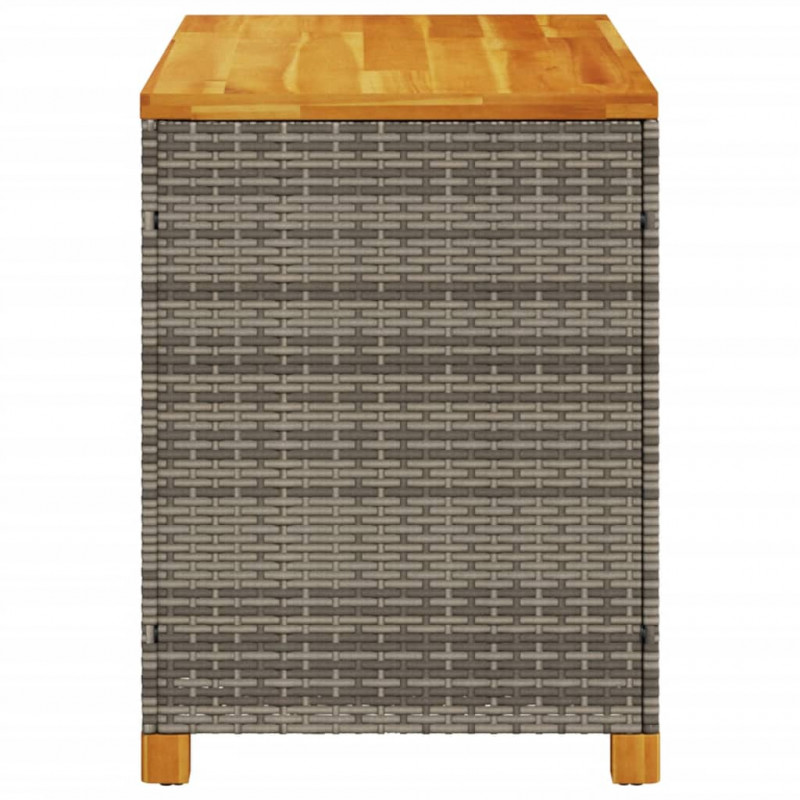 Skrzynia ogrodowa, szara, 110x55x63 cm, polirattan i akacja