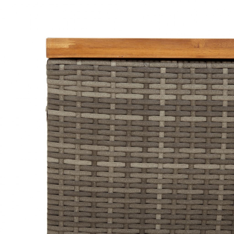 Skrzynia ogrodowa, szara, 110x55x63 cm, polirattan i akacja