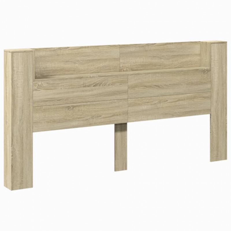 Zagłówek z półką i LED, dąb sonoma, 200x16,5x103,5 cm