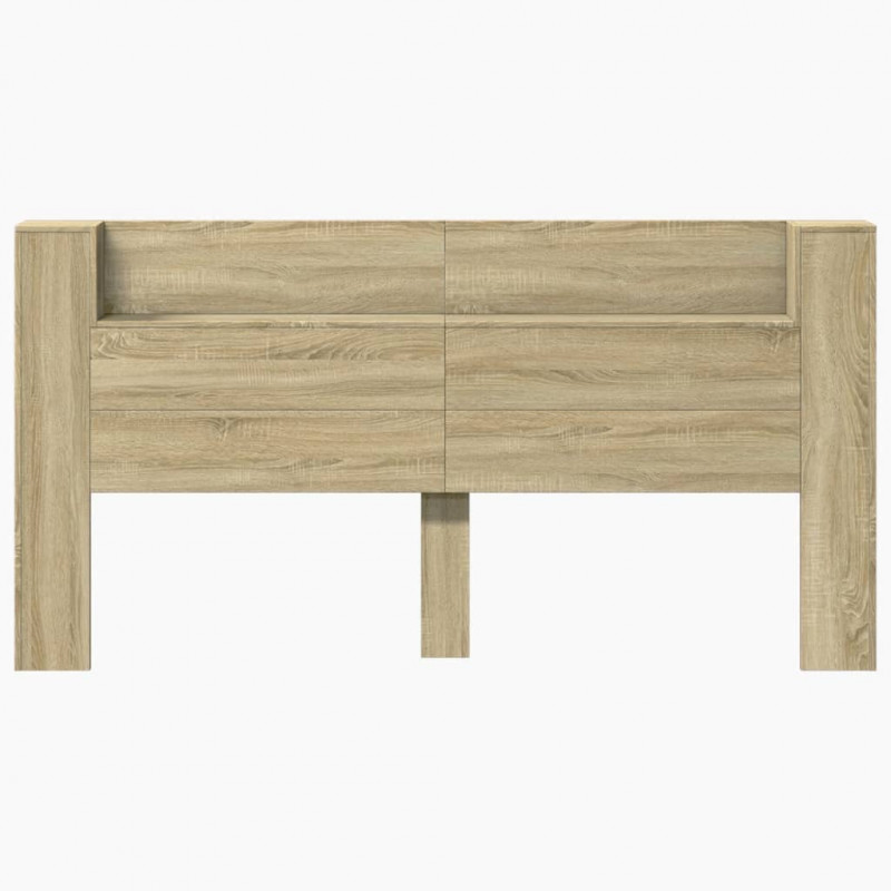 Zagłówek z półką i LED, dąb sonoma, 200x16,5x103,5 cm