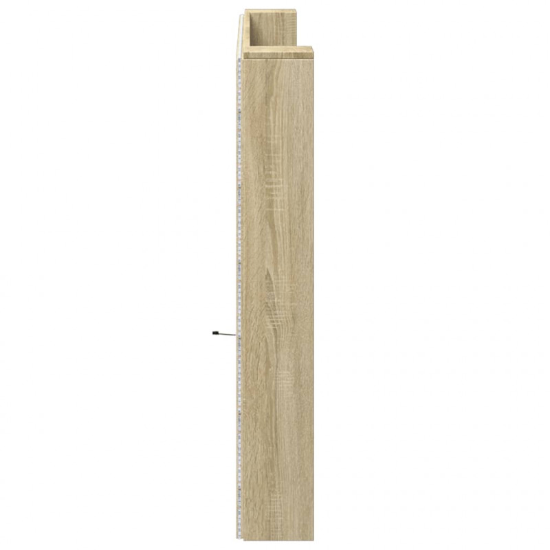 Zagłówek z półką i LED, dąb sonoma, 200x16,5x103,5 cm