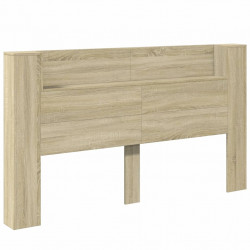 Zagłówek z półką i LED, dąb sonoma, 180x16,5x103,5 cm