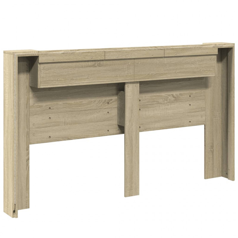 Zagłówek z półką i LED, dąb sonoma, 180x16,5x103,5 cm