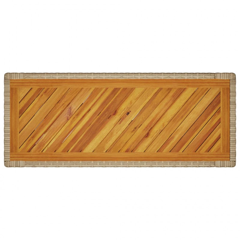 Stolik ogrodowy z drewnianym blatem, beżowy, 100x40x75 cm