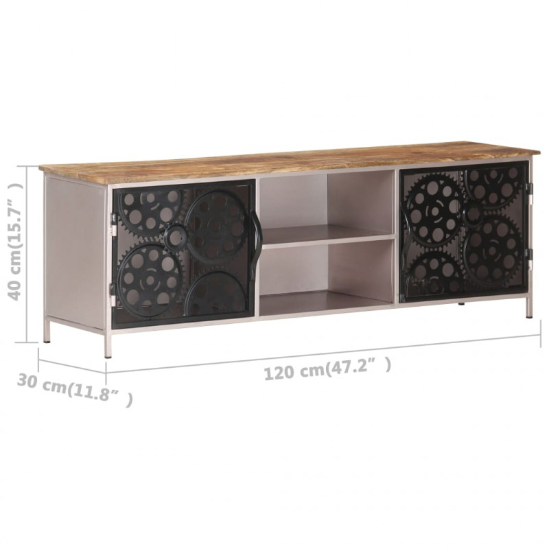 Szafka pod TV, 120x30x40 cm, surowe drewno mango