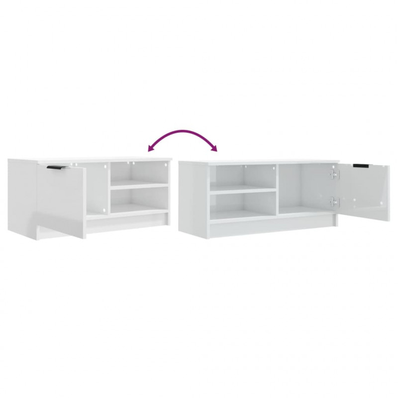 Szafka pod TV, wysoki połysk, biała, 80x35x36,5 cm
