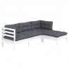 4-cz. zestaw wypoczynkowy do ogrodu, z poduszkami, biały, sosna