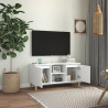 Szafka TV z drewnianymi nóżkami, biała, 103,5x35x50 cm