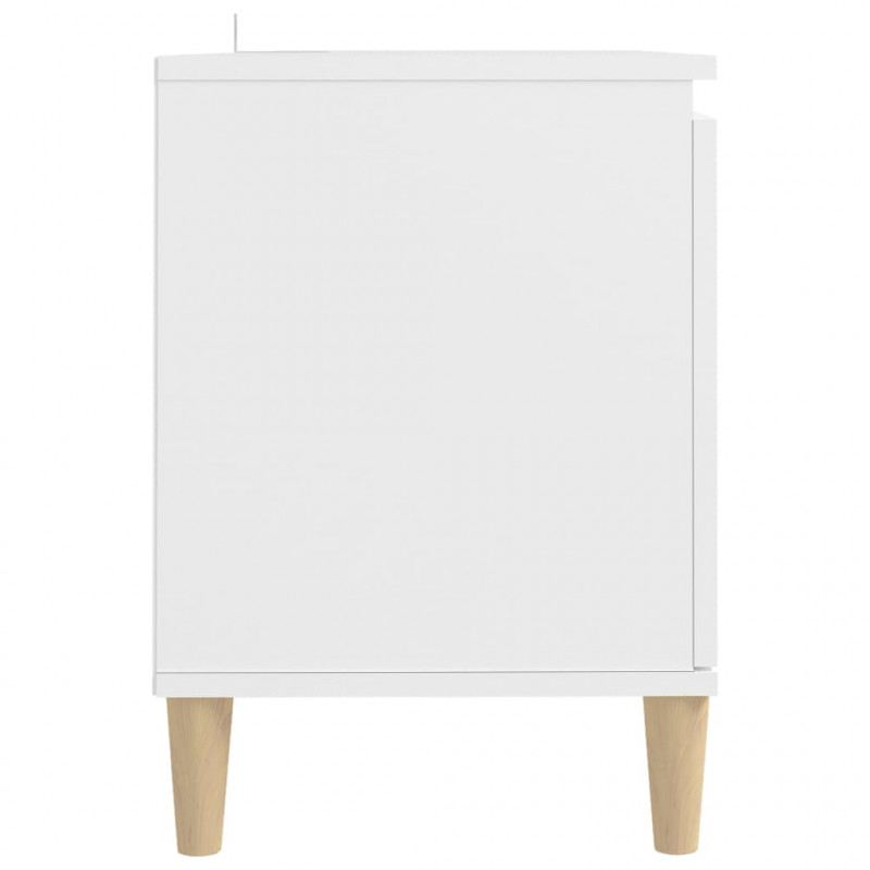 Szafka TV z drewnianymi nóżkami, biała, 103,5x35x50 cm