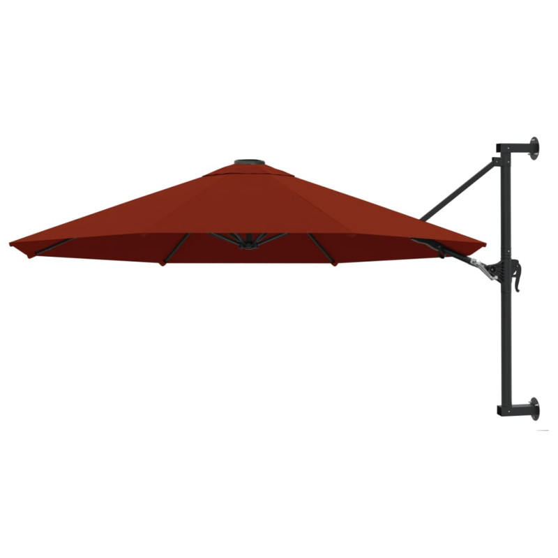 Parasol ścienny na metalowym słupku, 300 cm, kolor terakota